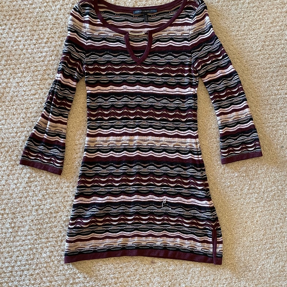 White House Black Market Mini Maroon Sweater Dress - Picture 4 of 4